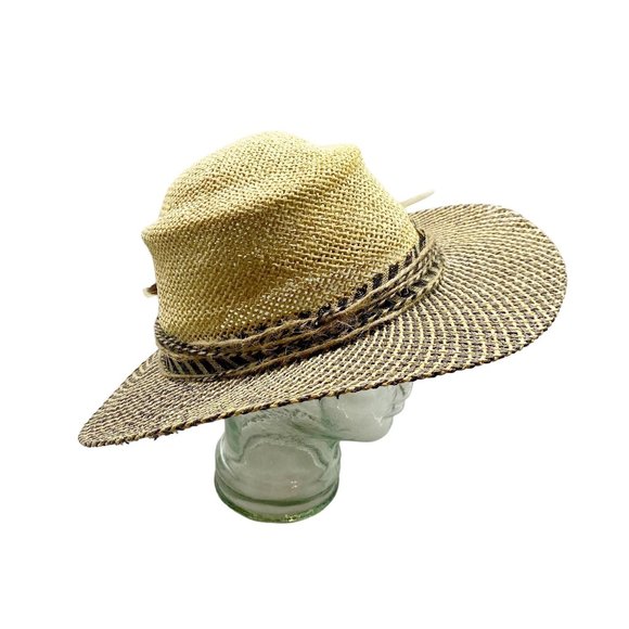 Woven Straw Panama Hat with Feather Detail OS main image 5